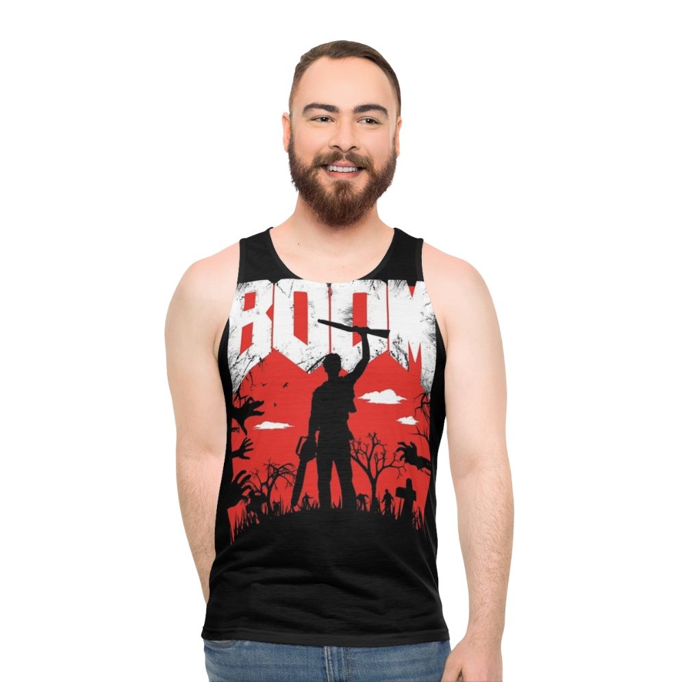 "This Is My Boomstick" Unisex Tank Top featuring a pop culture design