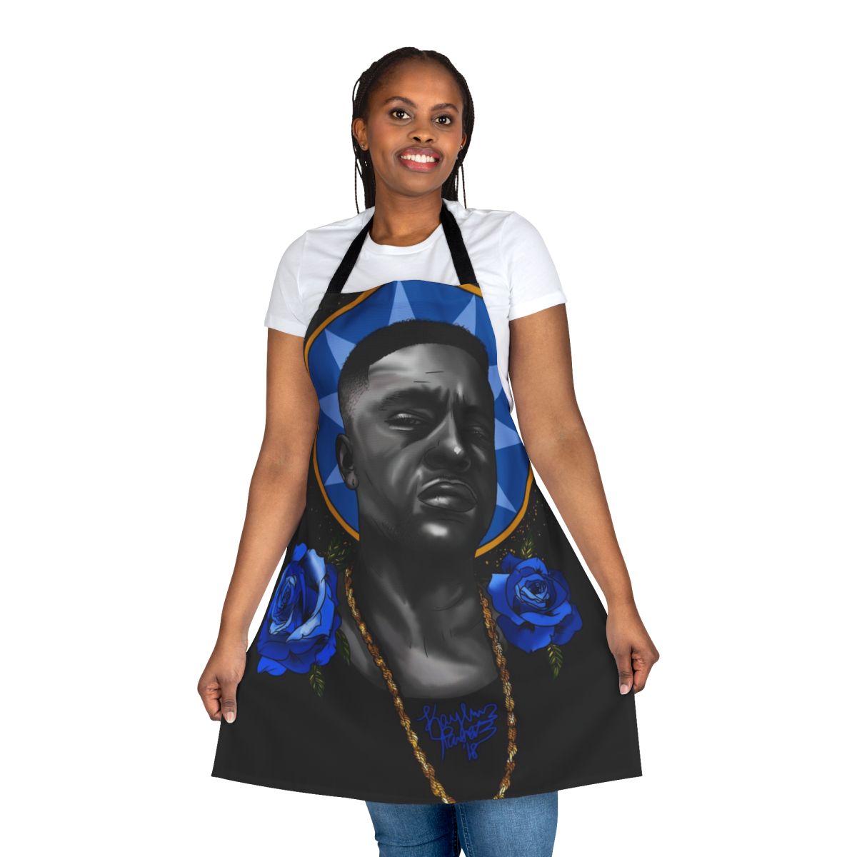Boosie-inspired tattoo style apron featuring neotraditional design elements