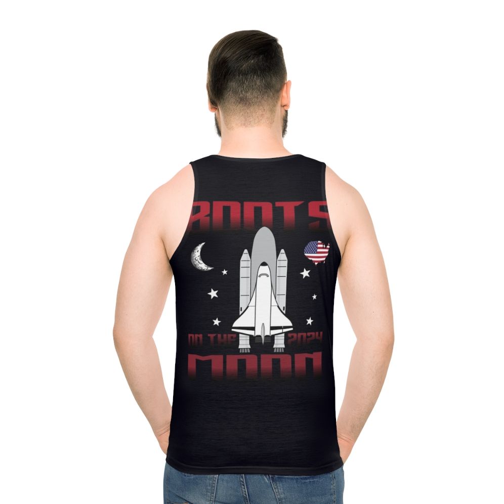 Boots On The Moon Unisex Tank Top featuring space-themed graphics