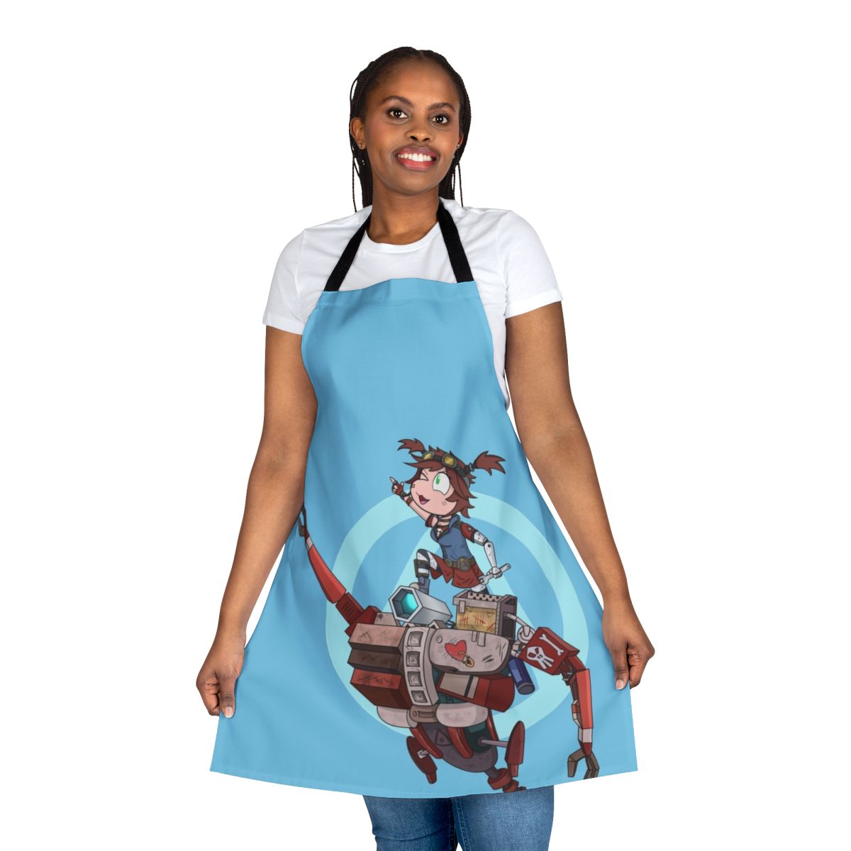 Borderlands 2 inspired Gaige mechromancer apron with robot arm, skull and heart design