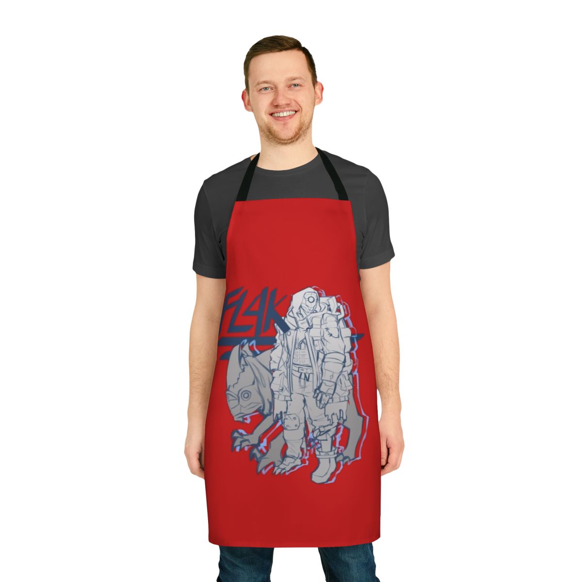 Borderlands 3 inspired apron featuring the character FL4K
