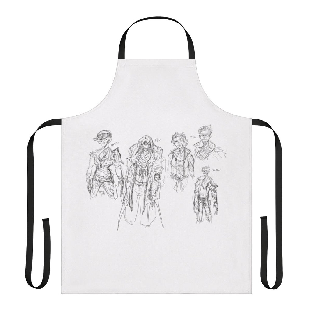 Borderlands 3 inspired apron featuring the playable characters Zane, FL4K, Amara, and Moze