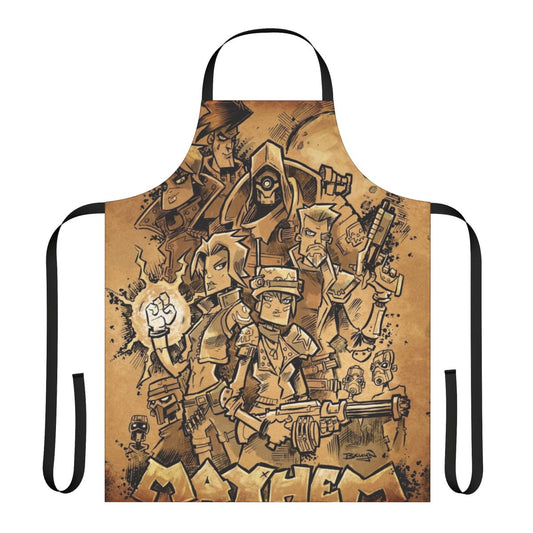 Borderlands 3 fan art apron featuring the Mayhem logo and design