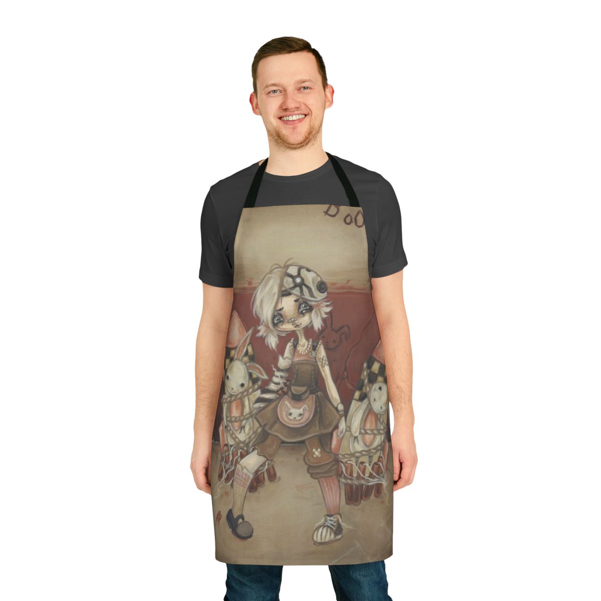 A custom apron featuring Tiny Tina from the Borderlands video game series.