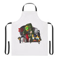 Borderlands fan art apron featuring the characters Zer0, Fl4k, and Claptrap