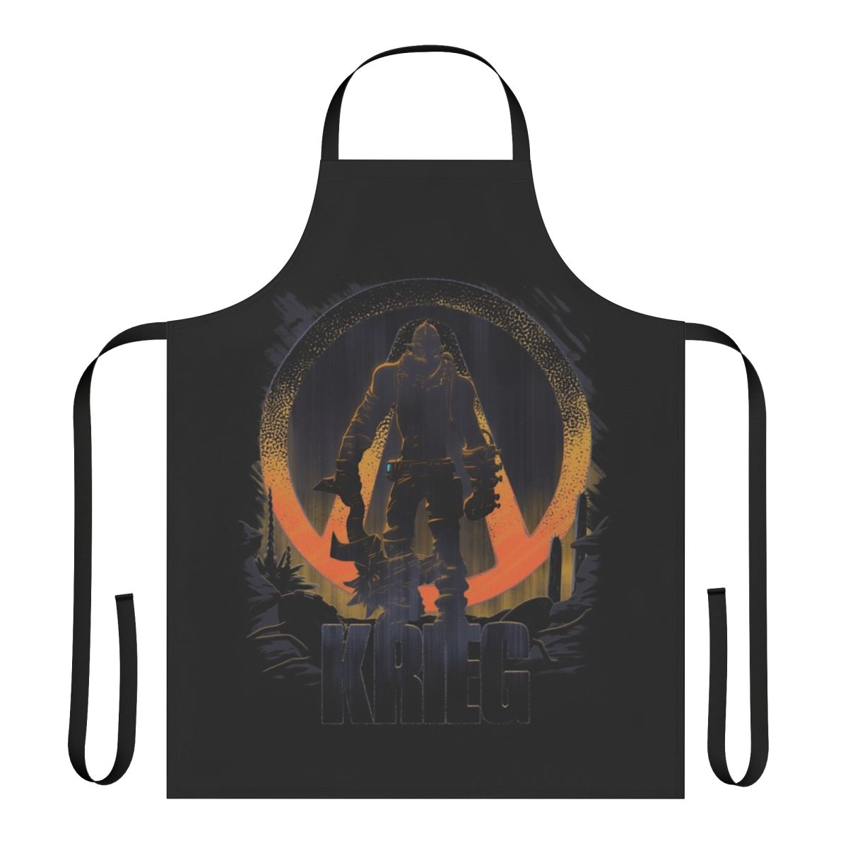 A Borderlands-themed apron featuring the Krieg character from the popular video game series