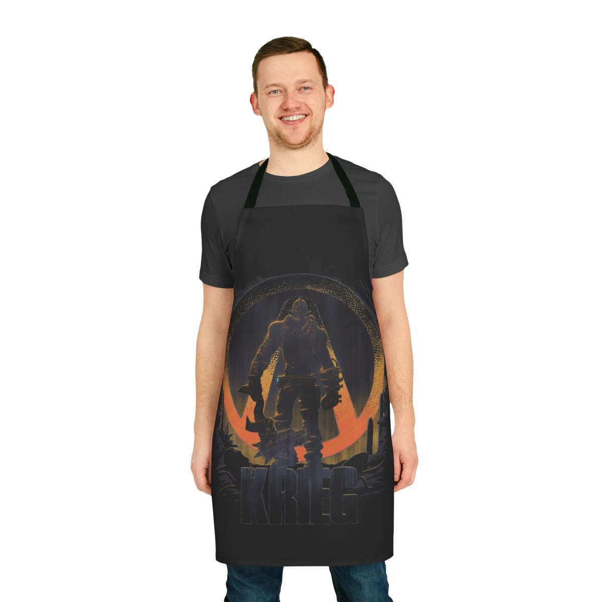 A Borderlands-themed apron featuring the Krieg character from the popular video game series