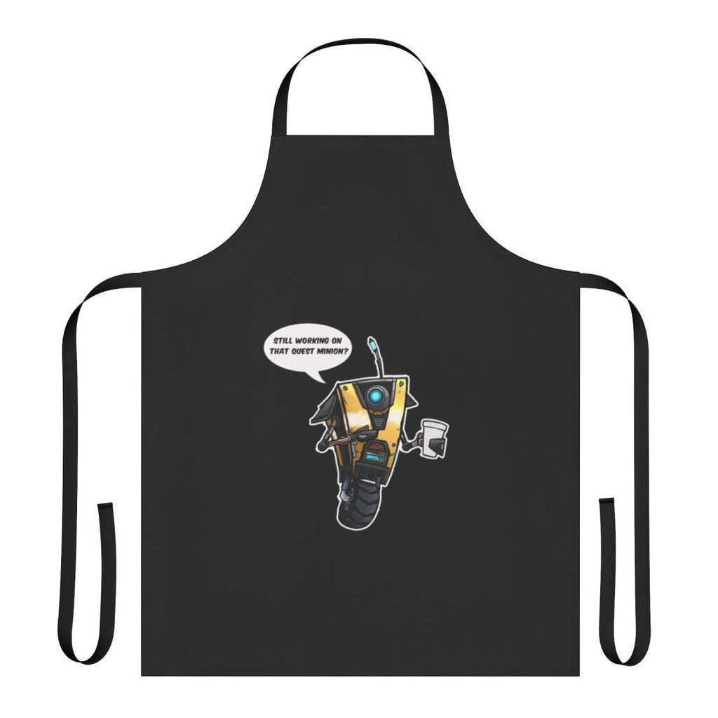 Borderlands-themed apron featuring the iconic Claptrap robot character