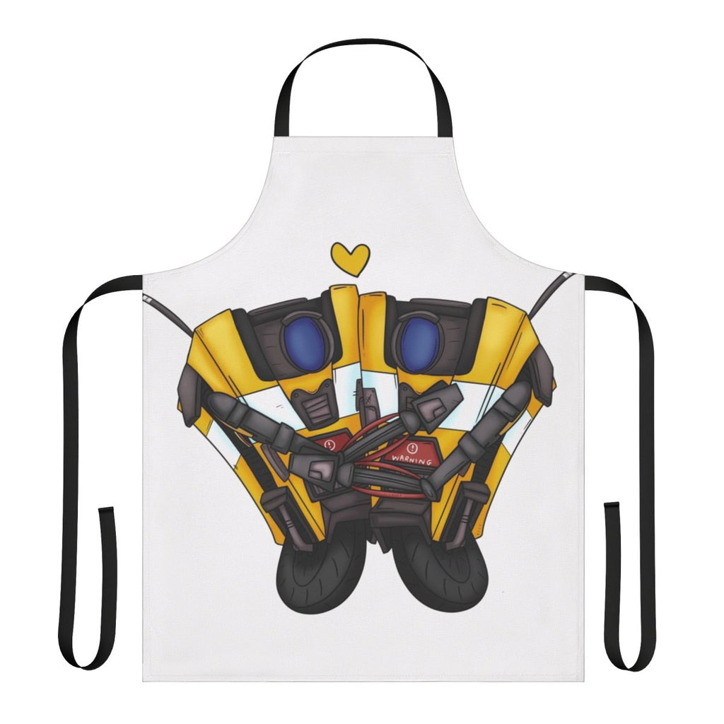 Borderlands inspired apron featuring the lovable robot Claptrap ready to give a hug