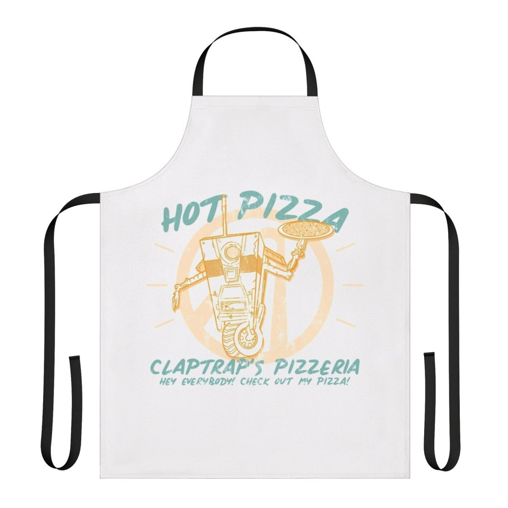 Borderlands themed apron featuring the iconic Claptrap robot from the Borderlands video game series.