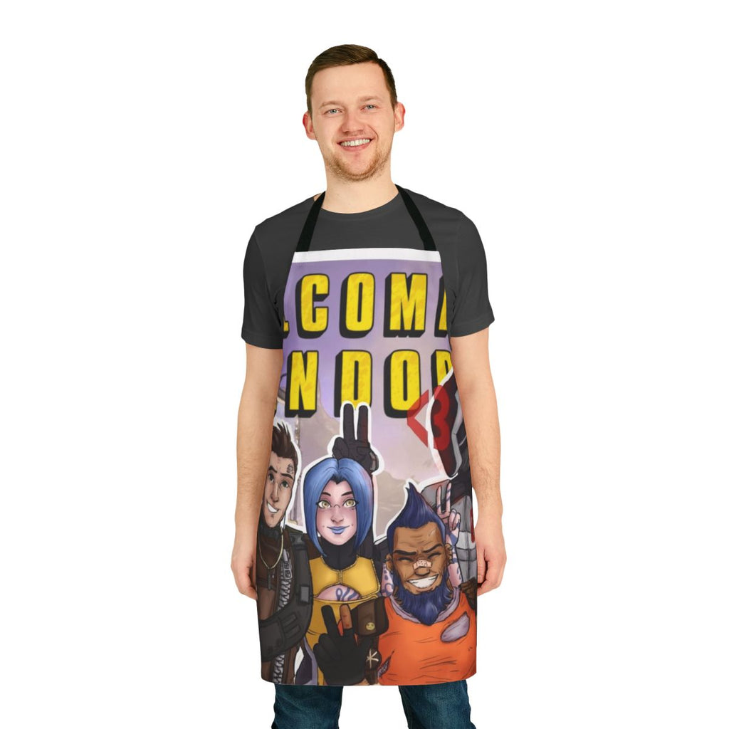 Borderlands-themed custom apron featuring character designs