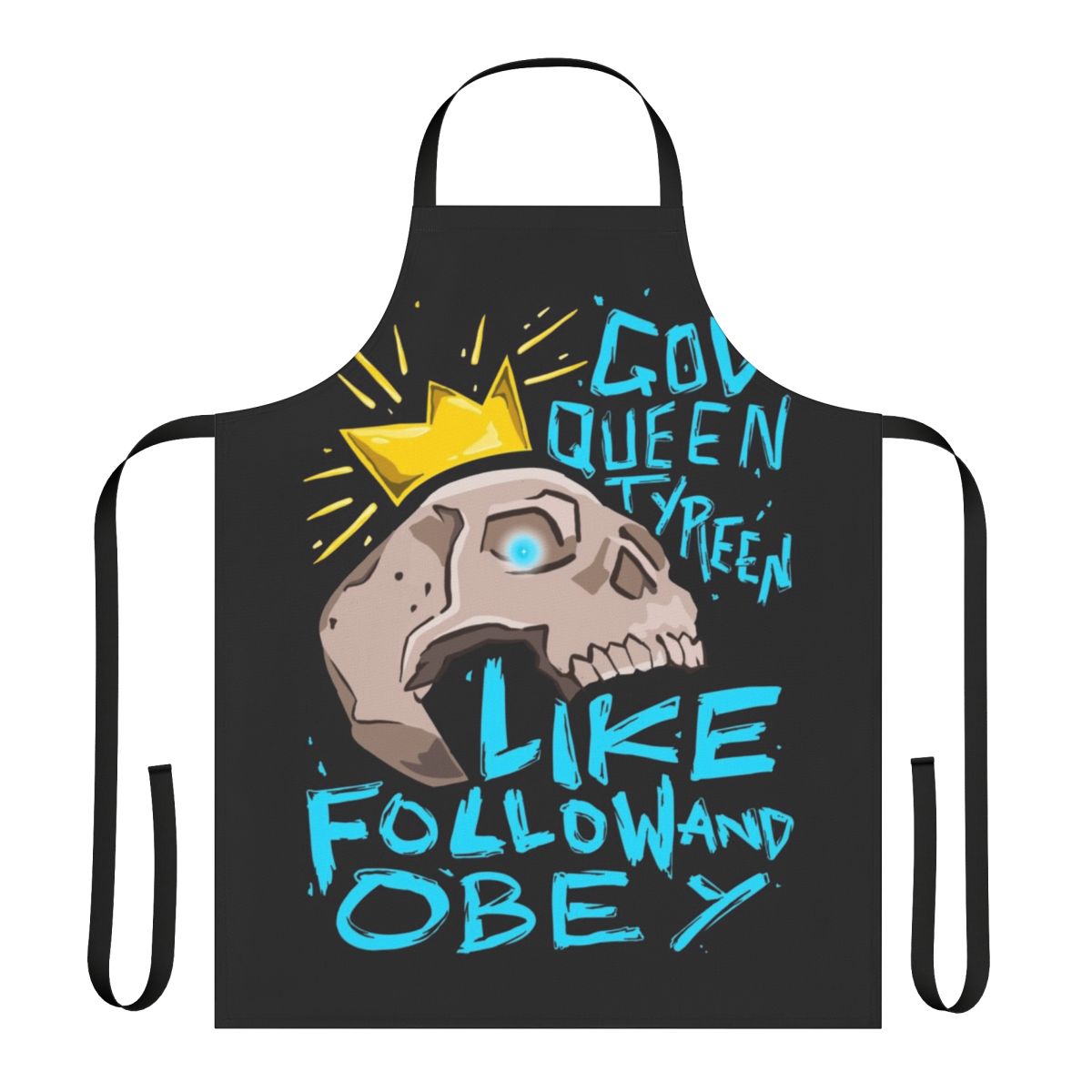 Borderlands-inspired God Queen apron featuring a skull and crown design