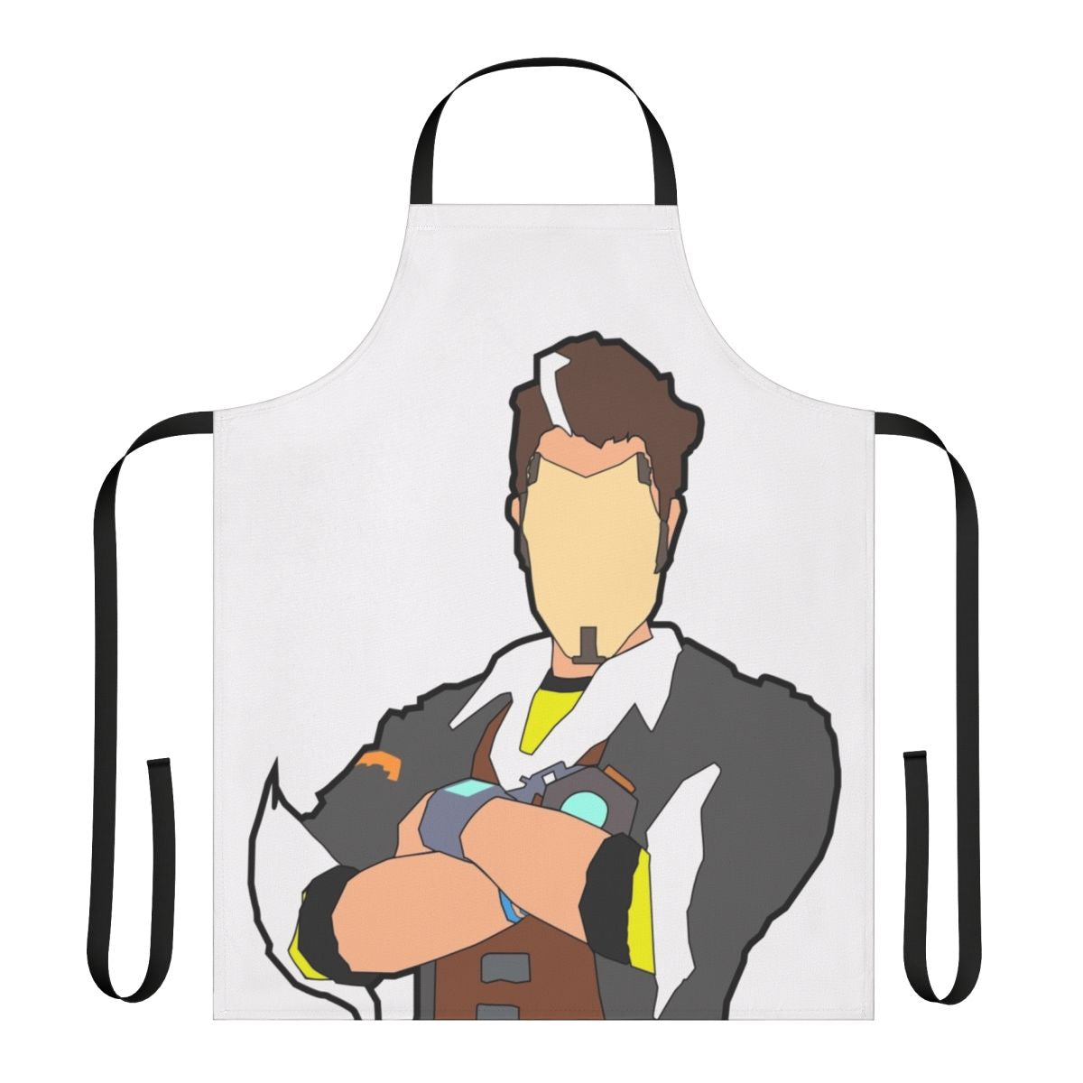 Borderlands-themed apron featuring the character Handsome Jack