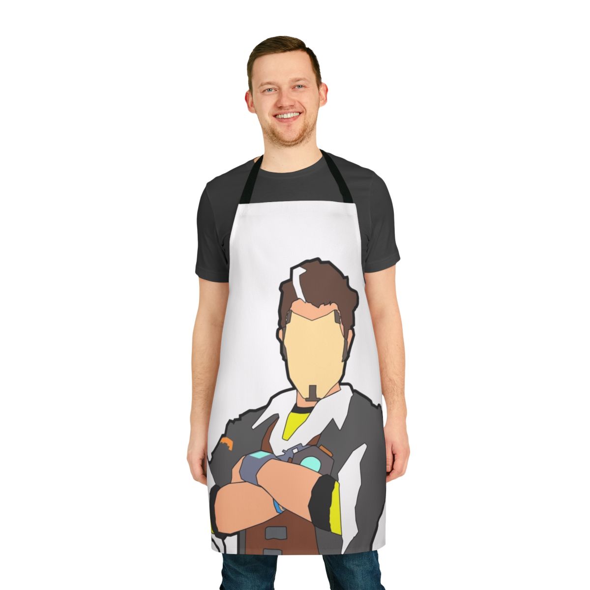 Borderlands-themed apron featuring the character Handsome Jack