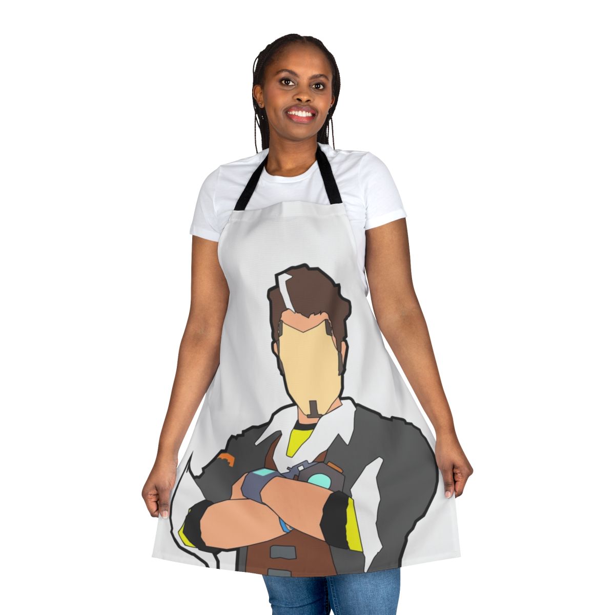 Borderlands-themed apron featuring the character Handsome Jack