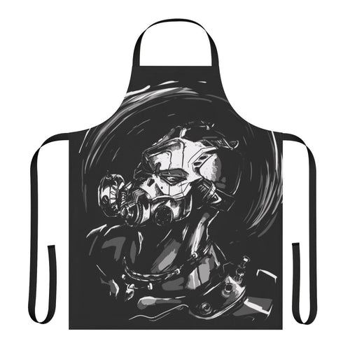 "Monochrome cellshade design apron featuring Borderlands character Krieg"
