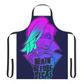 A high-quality apron featuring a Borderlands-themed design with the character Lorelei and coffee-related imagery.