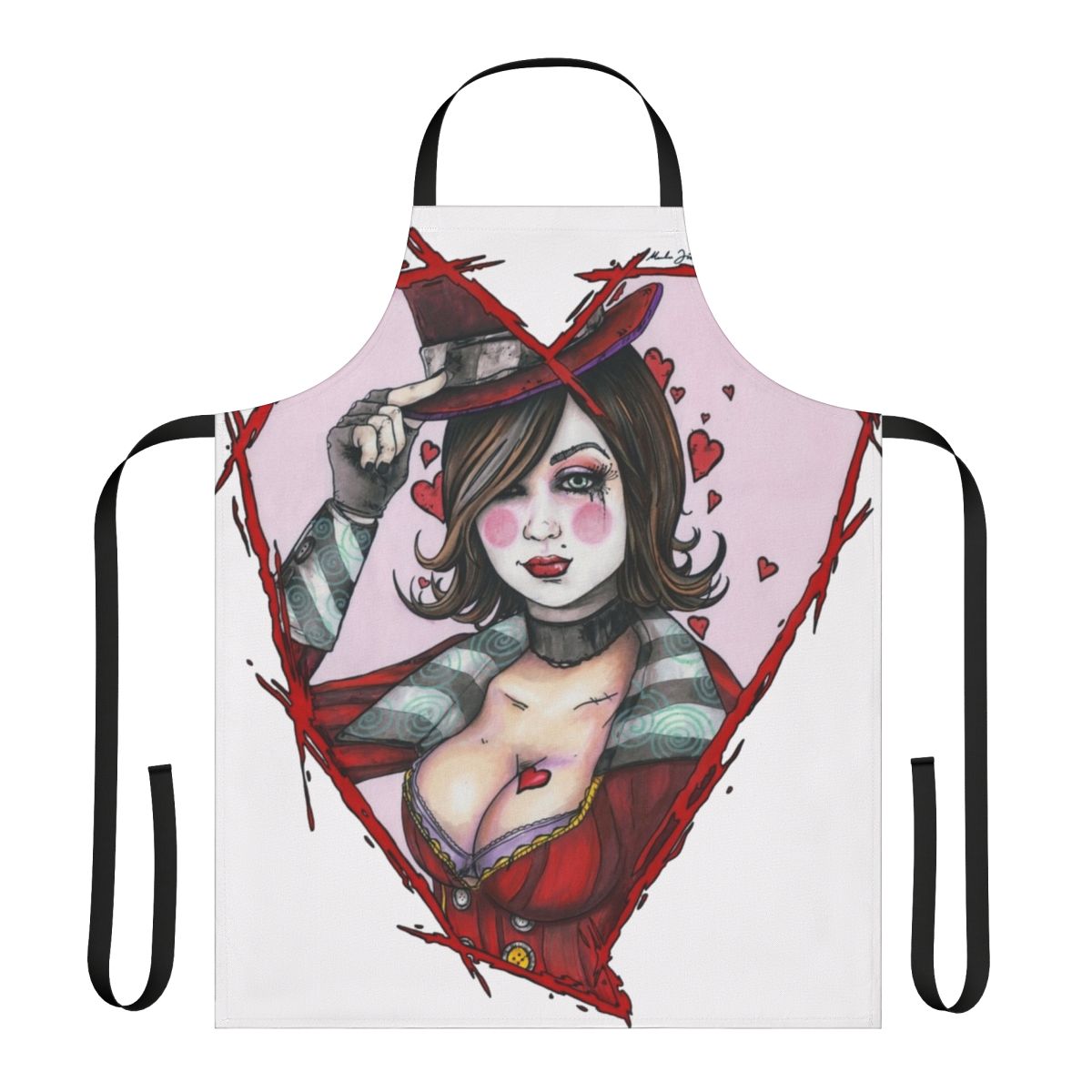 Borderlands-themed Moxxi-style apron with bold colors and patterns