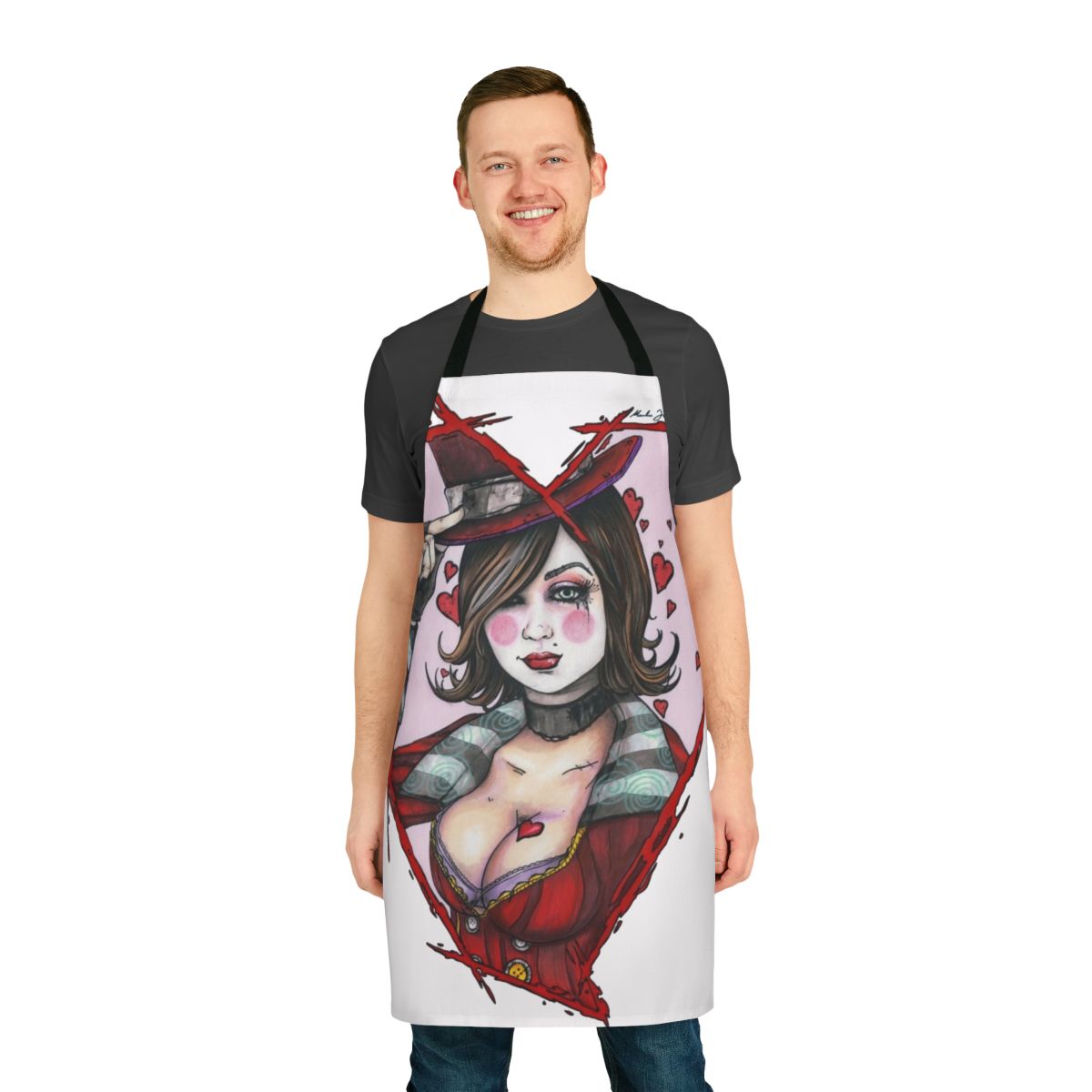 Borderlands-themed Moxxi-style apron with bold colors and patterns