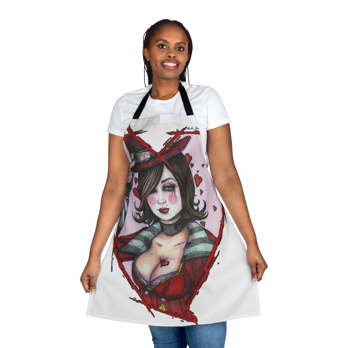 Borderlands-themed Moxxi-style apron with bold colors and patterns