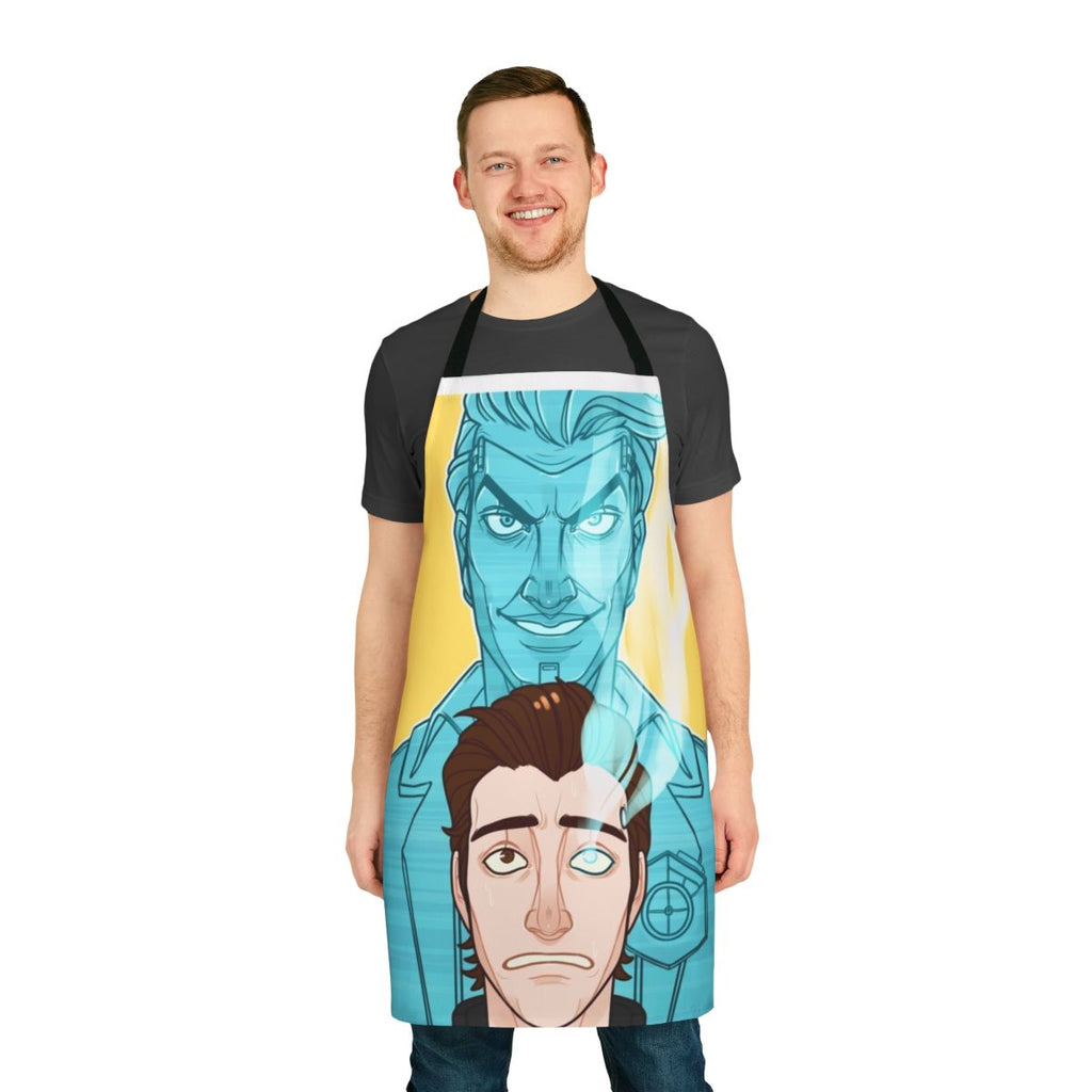 Borderlands-themed apron with Rhys character design