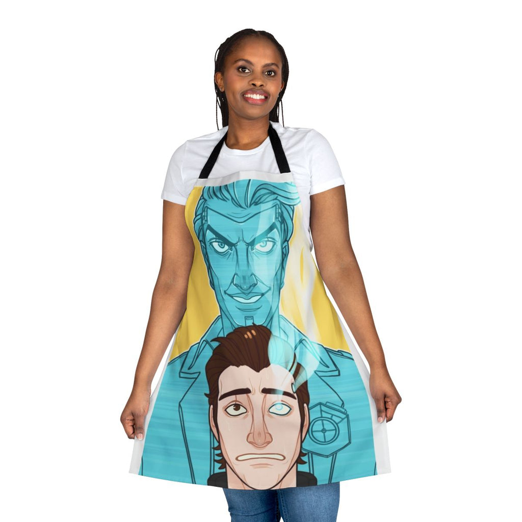 Borderlands-themed apron with Rhys character design