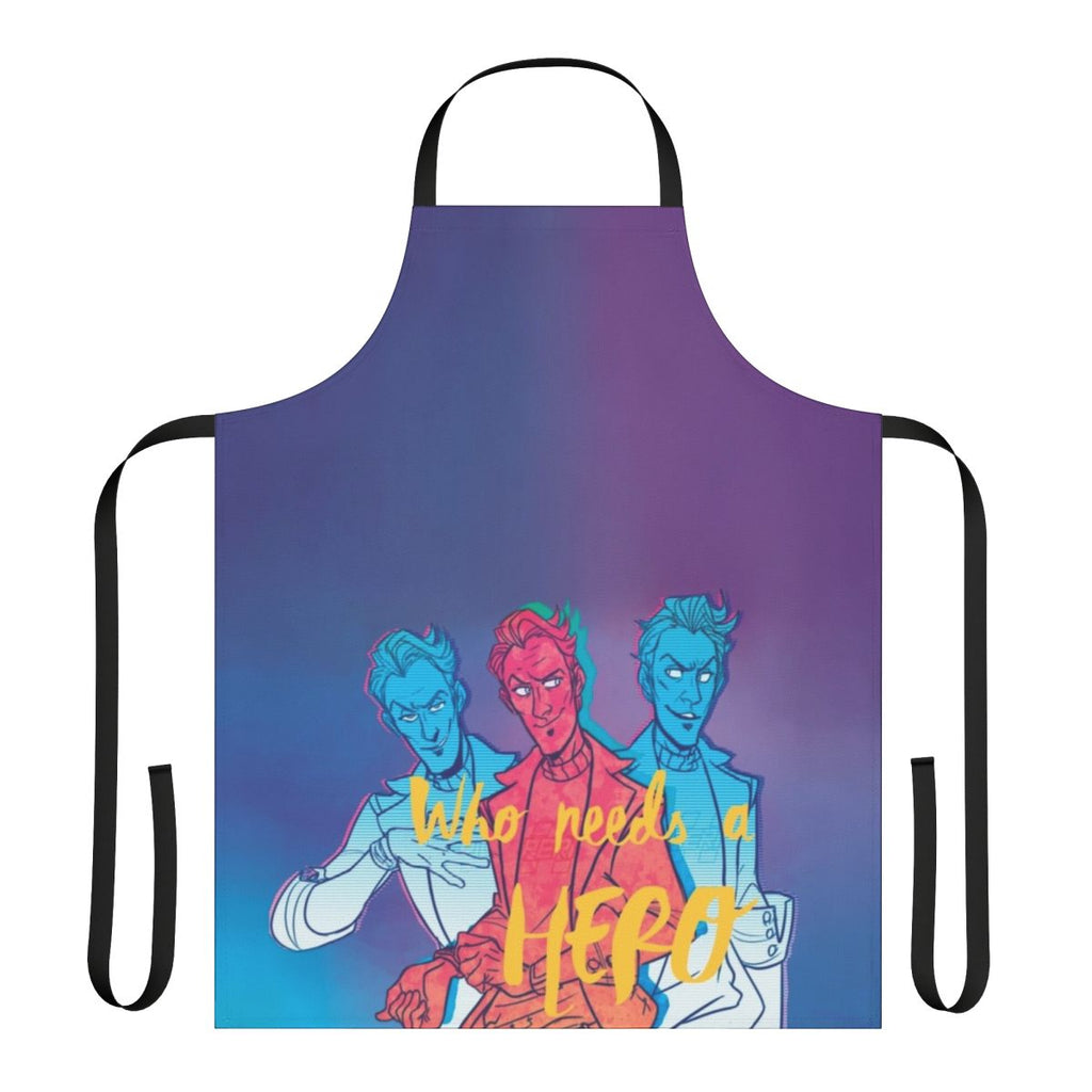 Borderlands-themed apron with a humorous "Who Needs a Hero?" design
