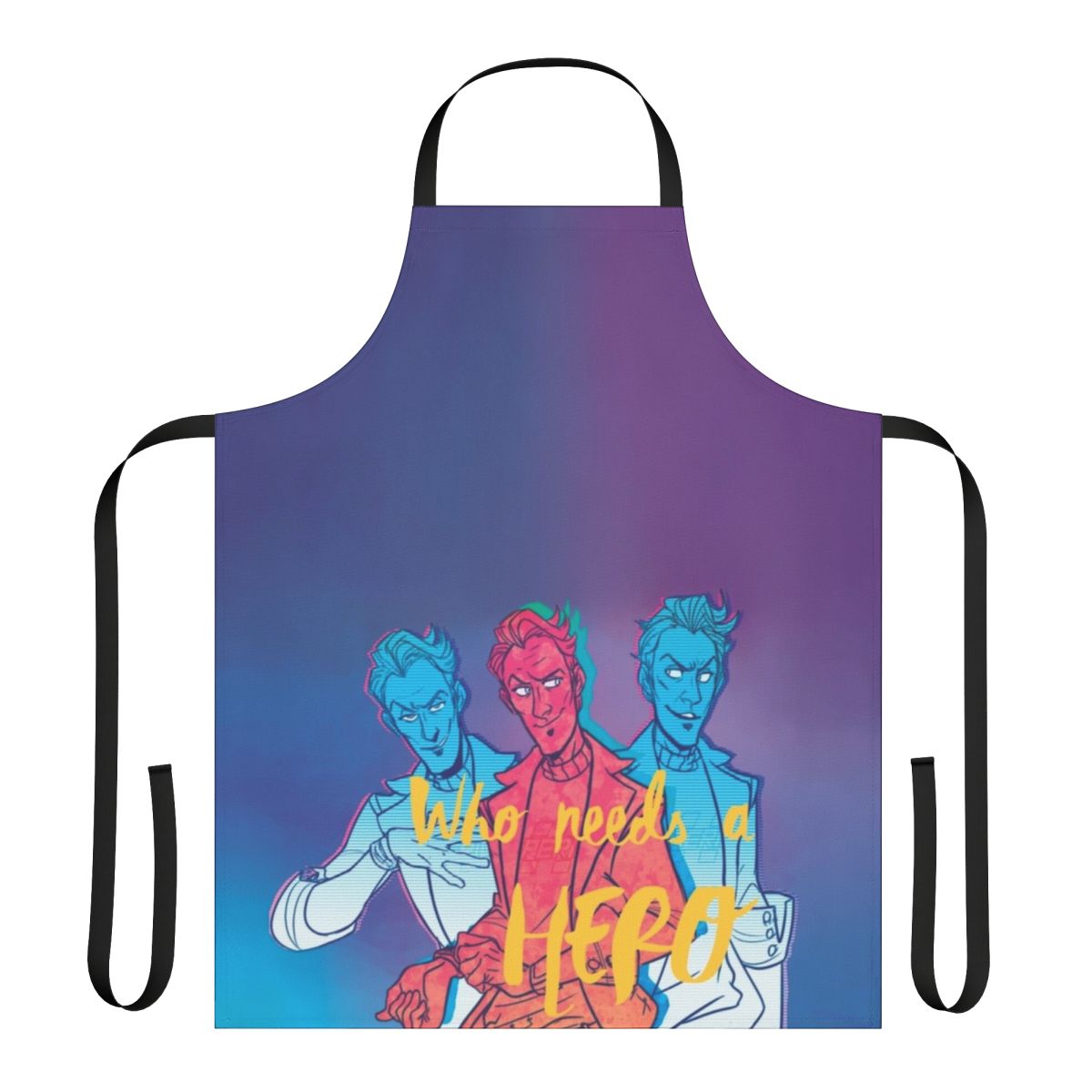 Borderlands-themed apron with a humorous "Who Needs a Hero?" design
