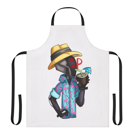 Borderlands-themed apron featuring the character Zer0 in a summer design