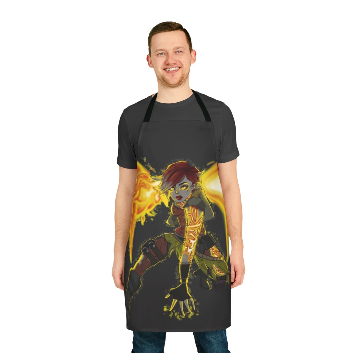 Borderlands-themed apron featuring Lilith's intense gaze