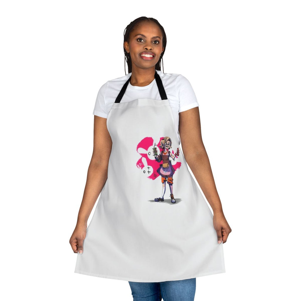 Borderlands Tiny Tina inspired fanart apron in hot pink with explosive bunnies
