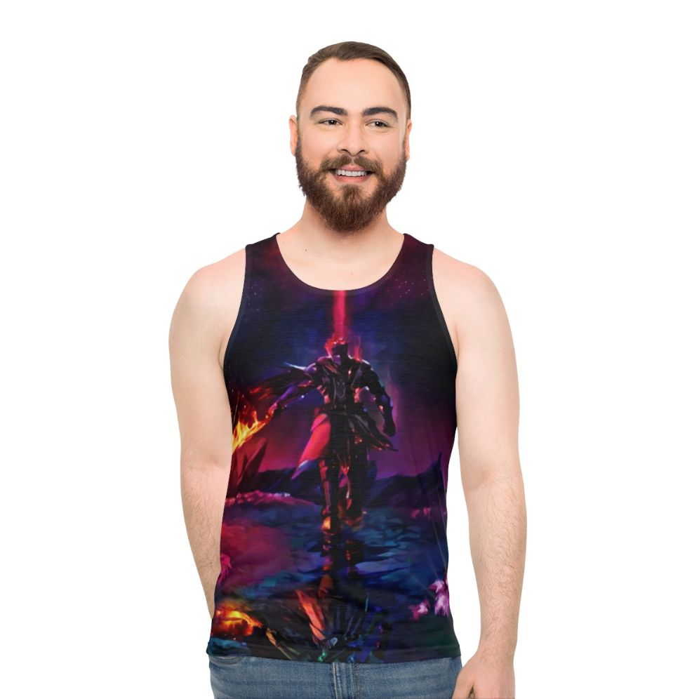 Dark fantasy "Boss of the Ring" unisex tank top with flame design