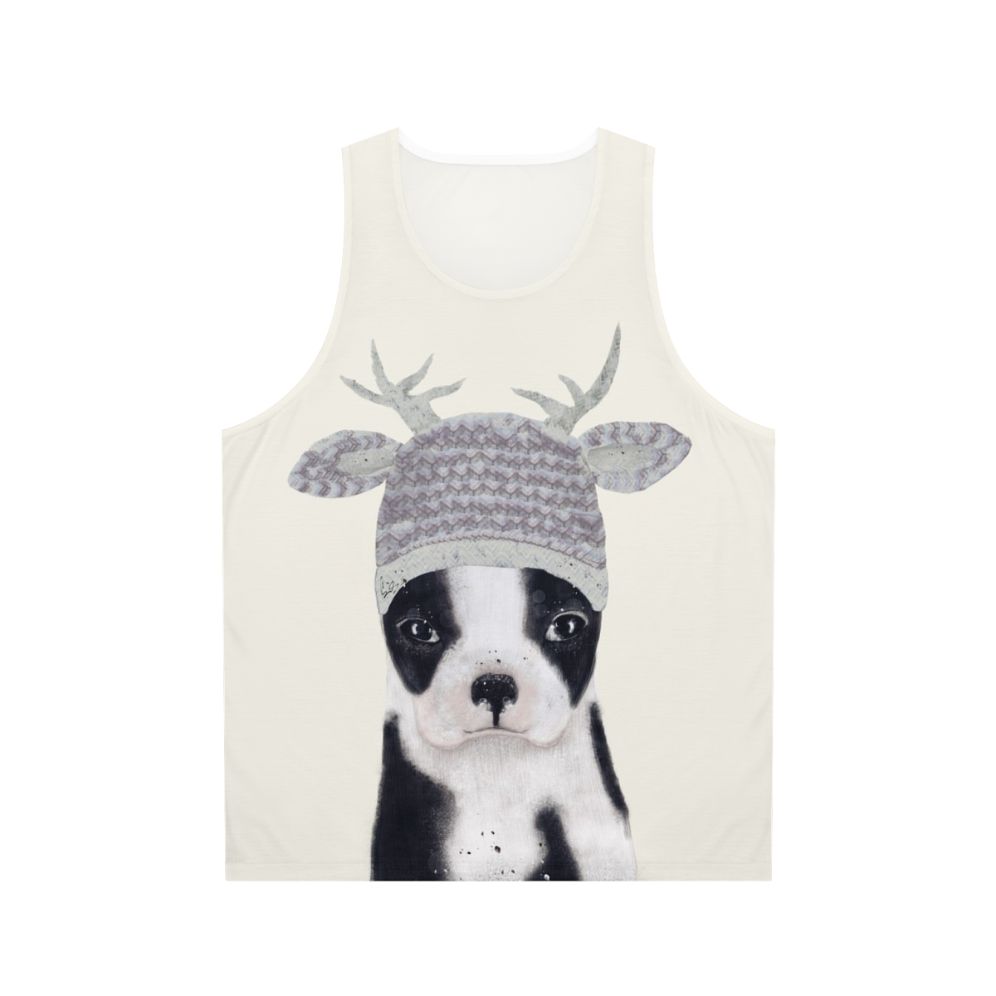 Unisex Boston Terrier Tank Top with Watercolor Dog Art
