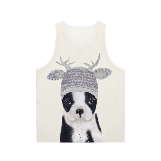 Unisex Boston Terrier Tank Top with Watercolor Dog Art