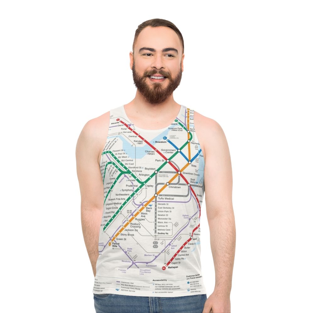 Boston transportation map unisex tank top