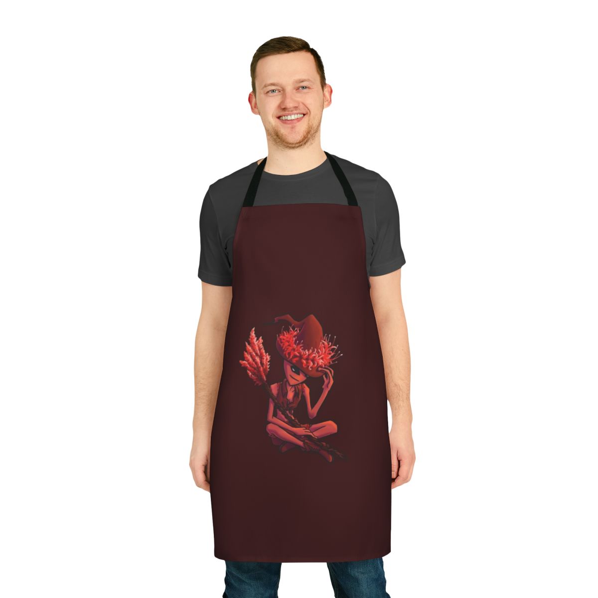 Botanical alien witch themed apron with plant-based design