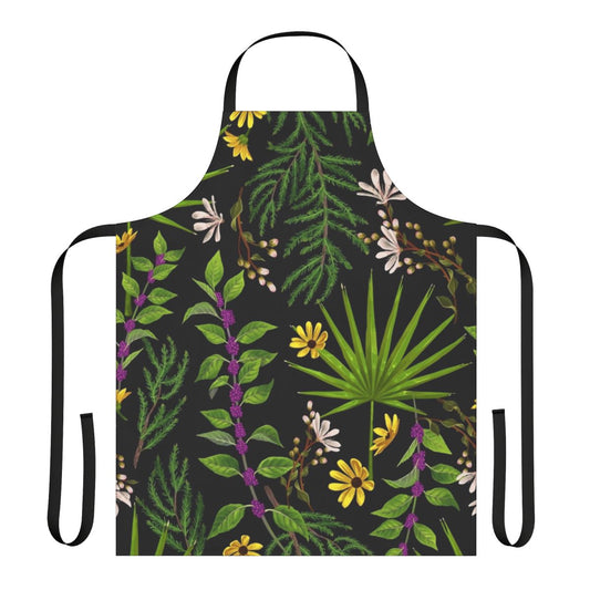 Apron with a botanical print design showcasing Florida native plants
