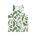 Unisex tank top with botanical print of ferns and leaves