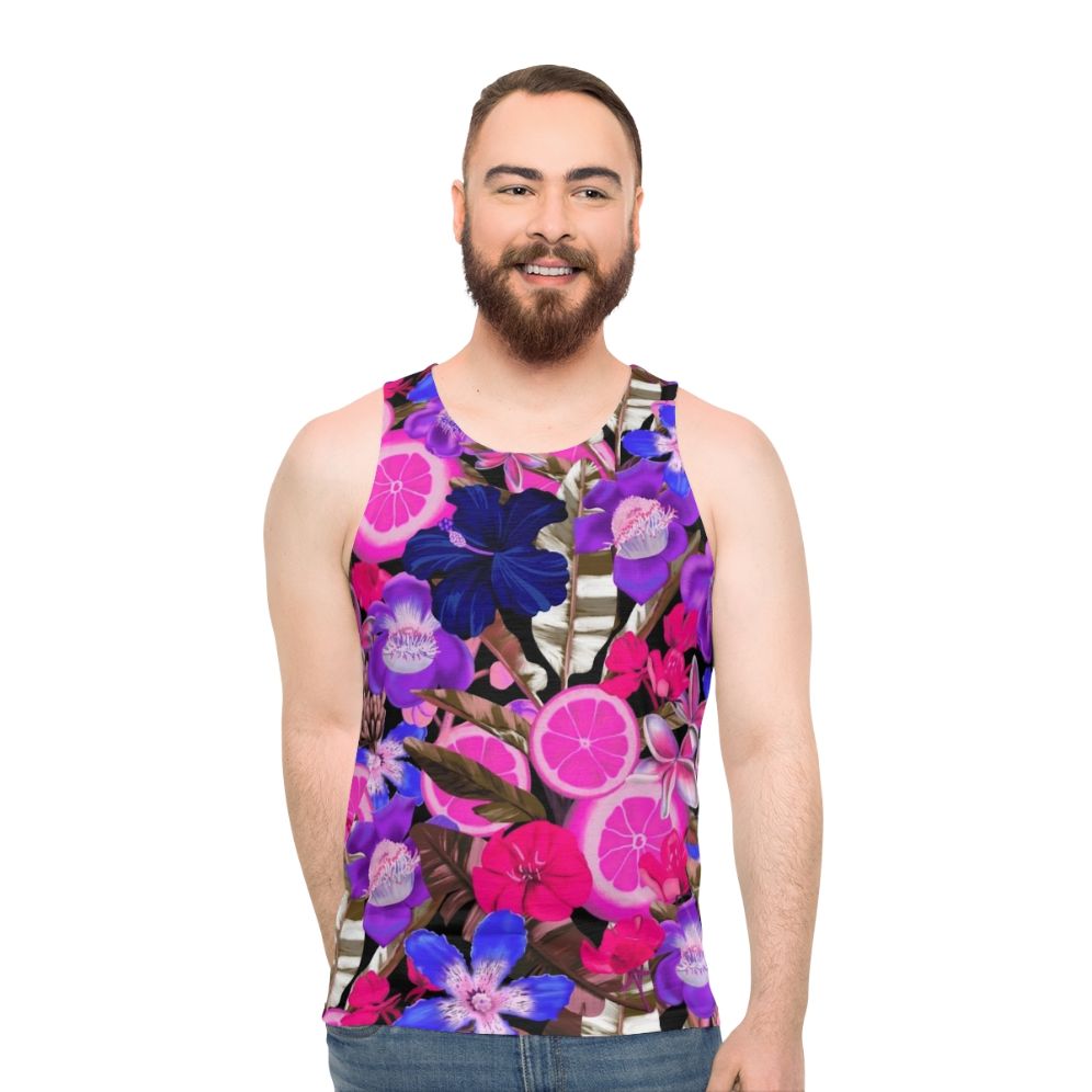 Botanical floral nature unisex tank top