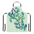 Ginkgo leaf-patterned green apron with a surreal, organic design