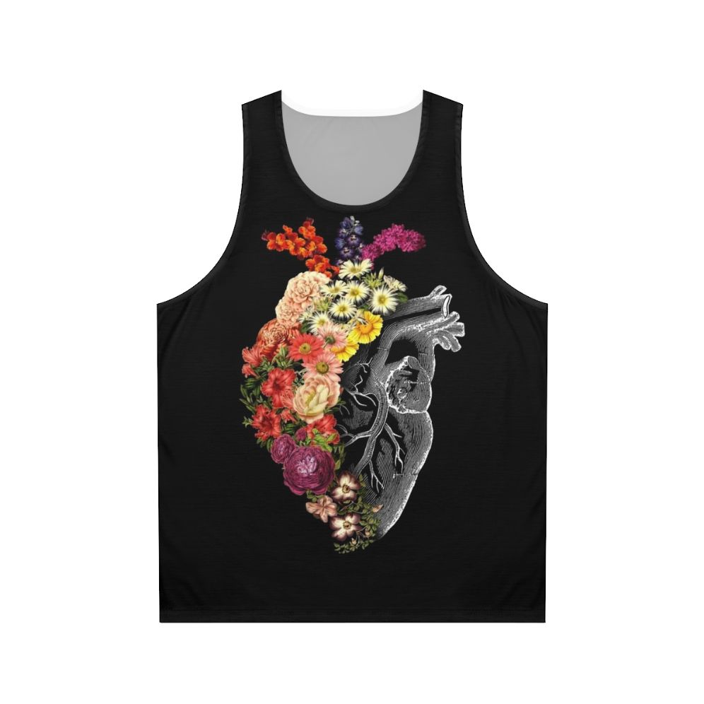 Floral anatomical heart tank top