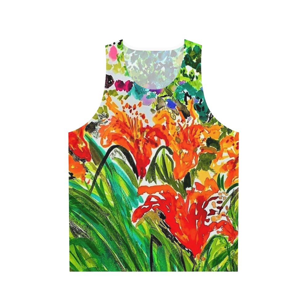 Botanical lilies floral unisex tank top