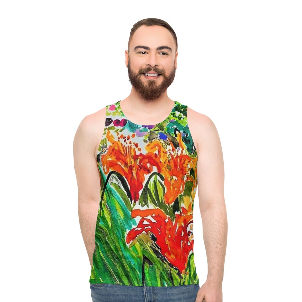 Botanical lilies floral unisex tank top