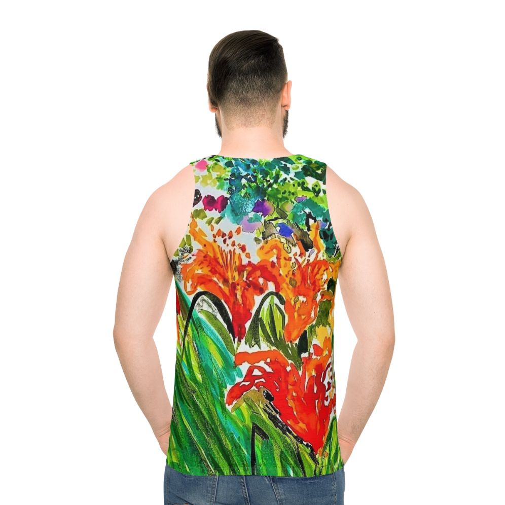 Botanical lilies floral unisex tank top