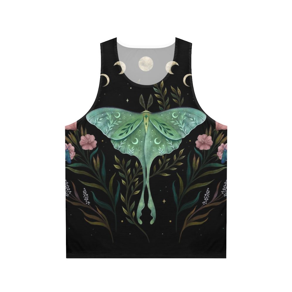 Luna and Forester Unisex Tank Top featuring a botanical and nocturnal design