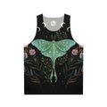 Luna and Forester Unisex Tank Top featuring a botanical and nocturnal design