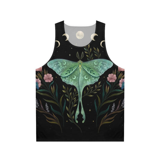 Luna and Forester Unisex Tank Top featuring a botanical and nocturnal design