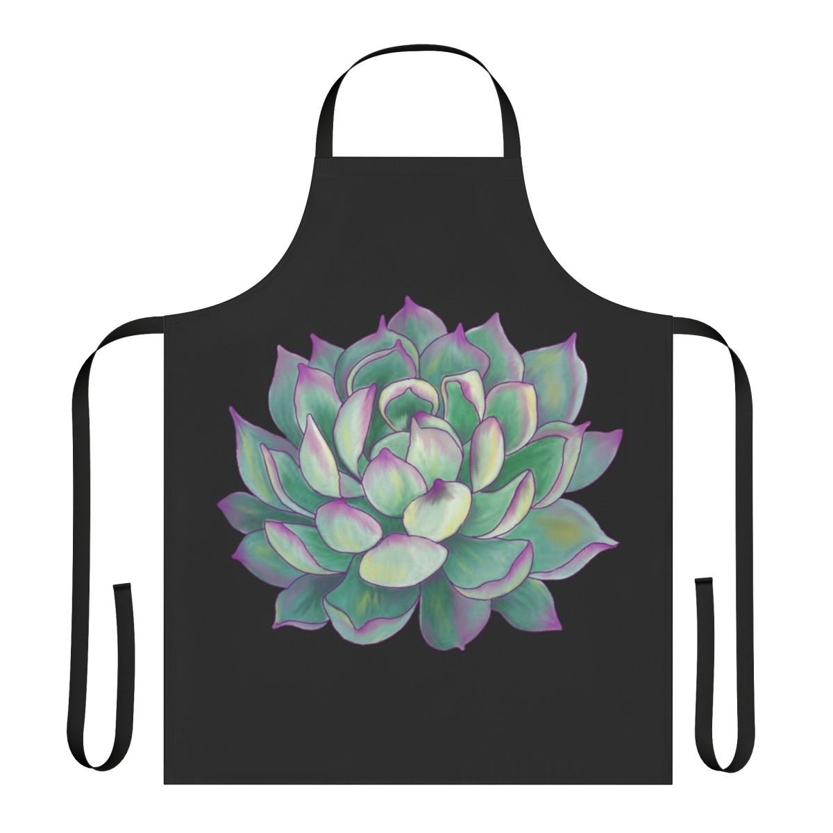 Succulent plants printed on a durable apron for gardening and horticulture enthusiasts