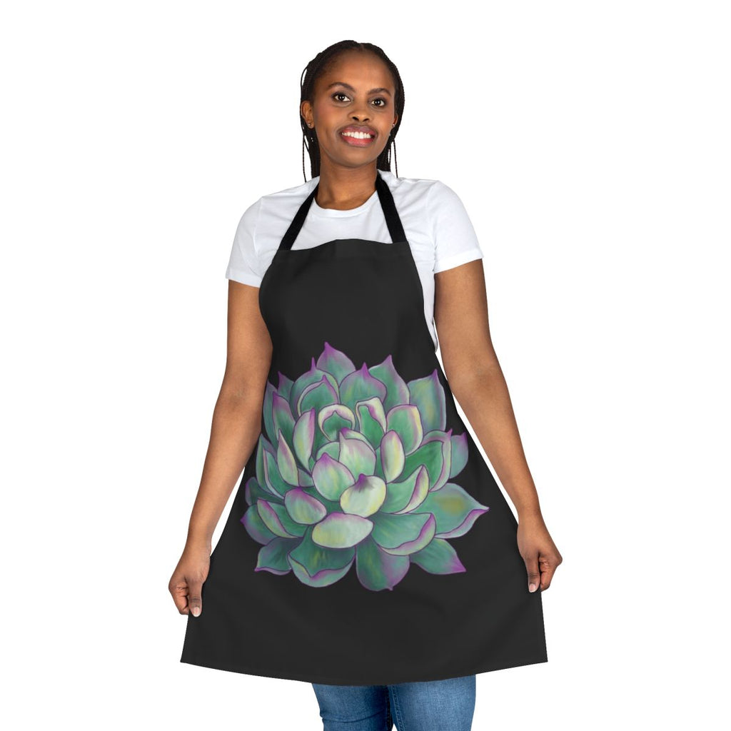 Succulent plants printed on a durable apron for gardening and horticulture enthusiasts