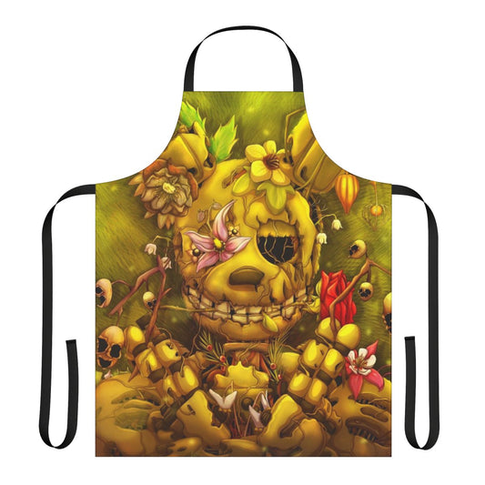 Apron featuring a scenic sunset landscape with blooming spring flowers
